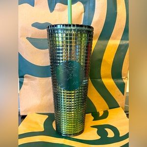 Starbucks 2022 Fall Rainforest Green Disco/Grid Tumbler